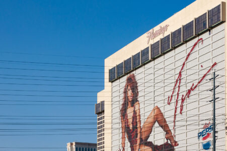 Toni Braxoton ad on the side of the Flamingo Hotel and Casino in Las Vegas, NV