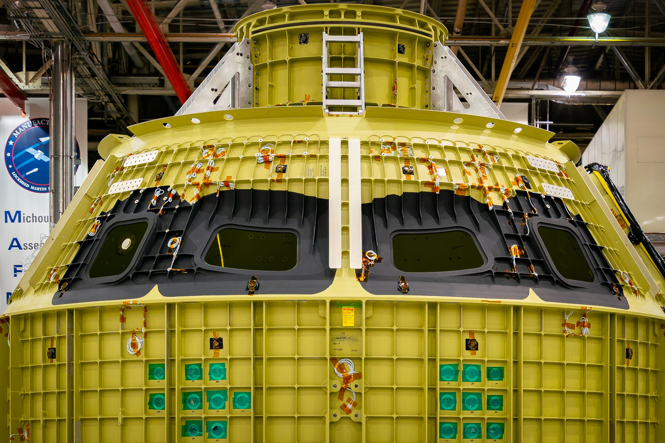 The crew module being built for Artemis II at NASA Michoud Assembly Facility.

As of March 2024 the launch date is planned for September 2024. It’ll be the first crewed mission of the Orion Spacecraft and will do a moon flyby. It’ll be the first crew to travel beyond low orbit earth since 1972.