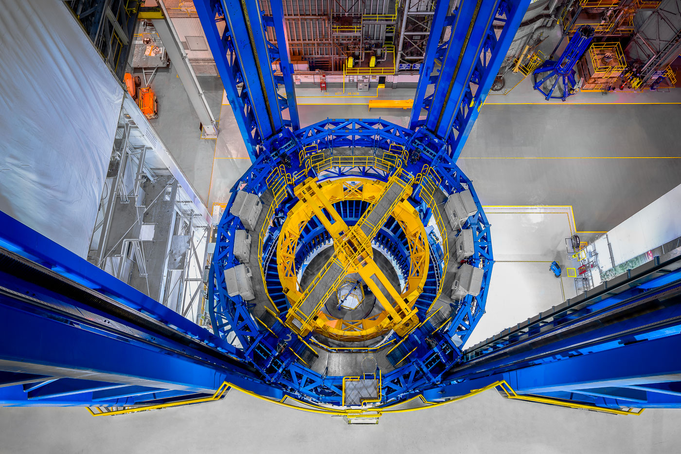 Looking down from the top of NASA’s 170ft space tool that will weld together barrels, domes and tanks for the Space Launch System (SLS) at NASA Michoud Assembly Facility.