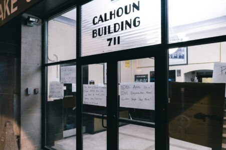 Signage on the Calhoun Building at 711 Lake Street reading BIPOC Artists Here! This on the 3rd day of protests in Minneapolis following the death of George Floyd.