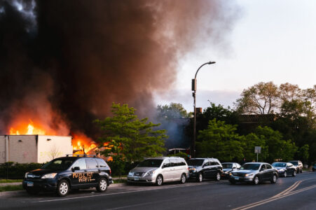 O'Reilly Auto Parts fire on May 30, 2020 after 4 nights of protests following the death of George Floyd.