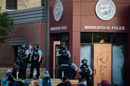 Minneapolis Police outside the 3rd Precinct on May 27, 2020.