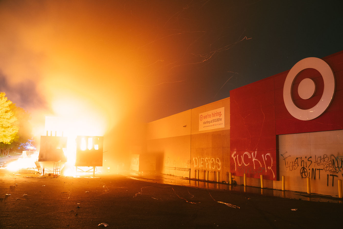 Target Store on fire in South Minneapolis