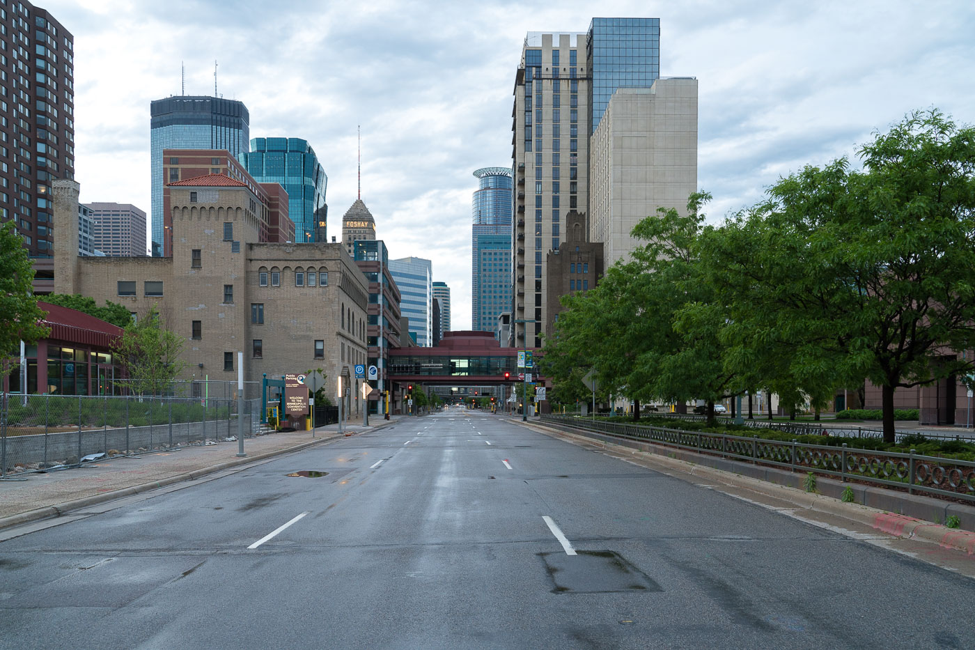 Empty Downtown Minneapolis streets