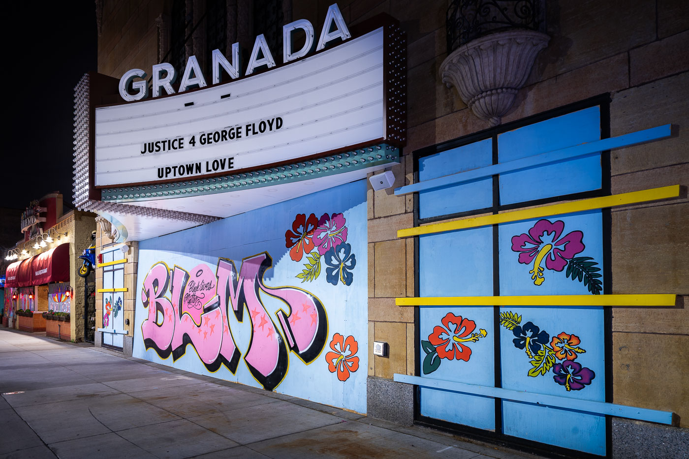 Justice 4 George Floyd on Granada Theatre marquee