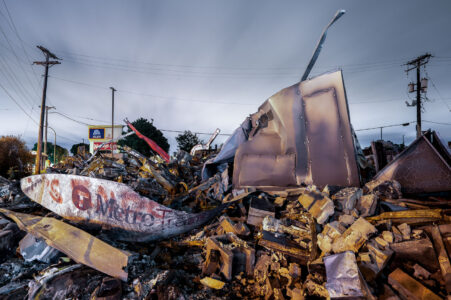 Rubble from the AutoZone store on E. Lake Street. The store was the first to burn during unrest over the murder of George Floyd by the Minneapolis Police.
