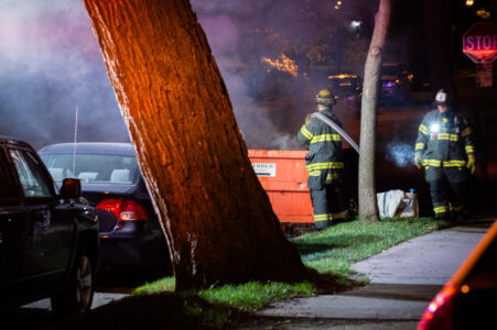 A dumpster fire in South Minneapolis put out by the fire department on June 27, 2020.