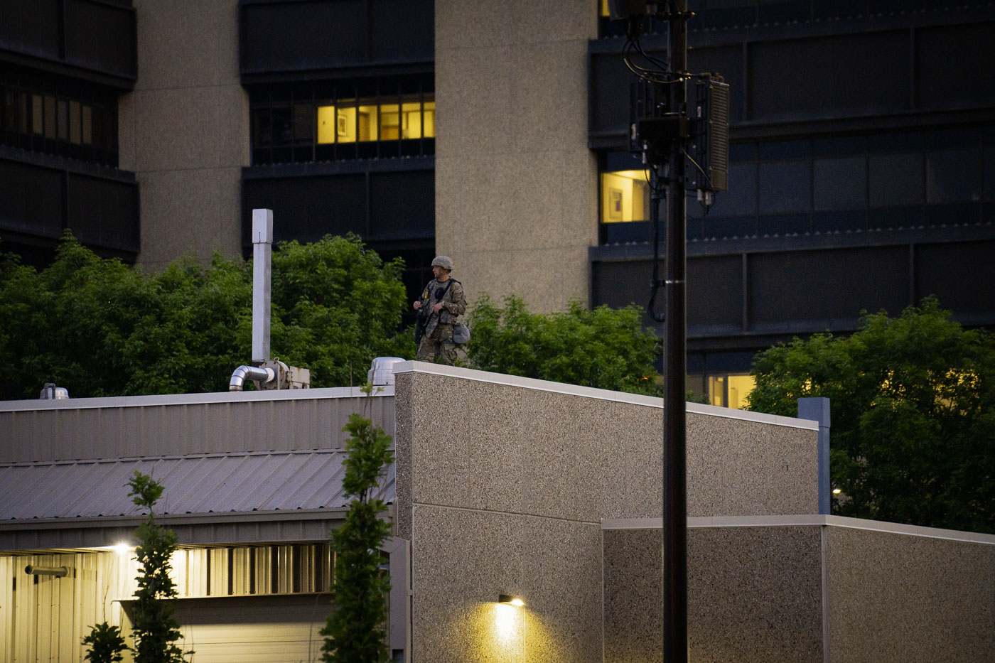 National Guard on top of Forensic Laboratory building