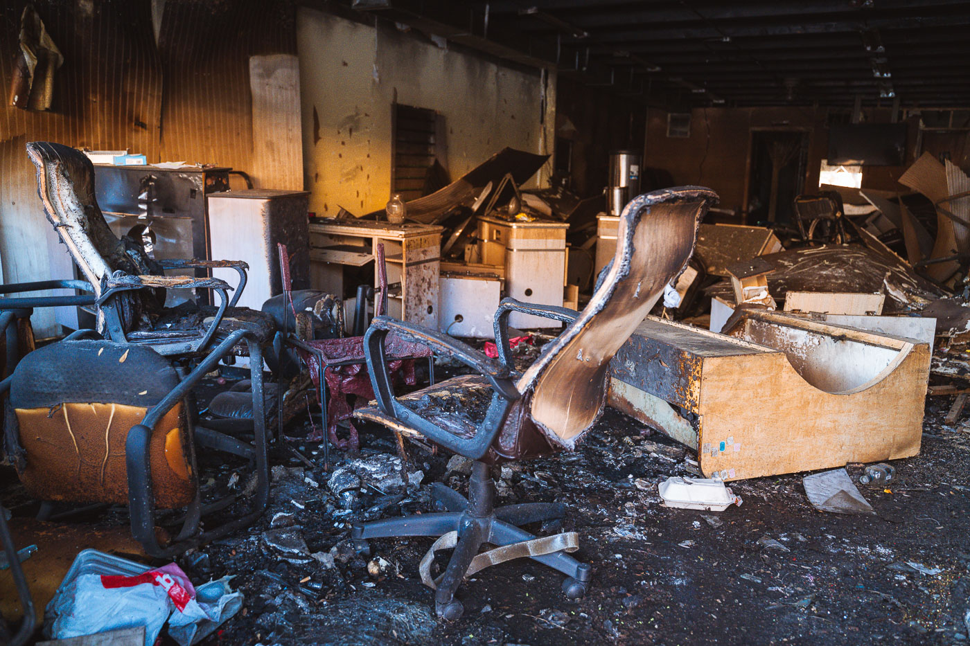 Chairs burned inside building on Chicago Ave