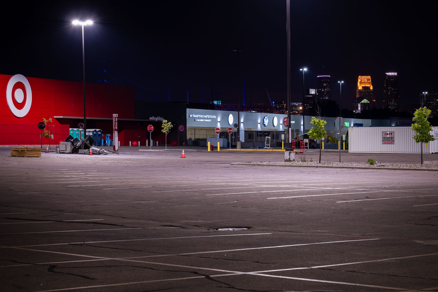 Empty target store parking lot after closing following protests