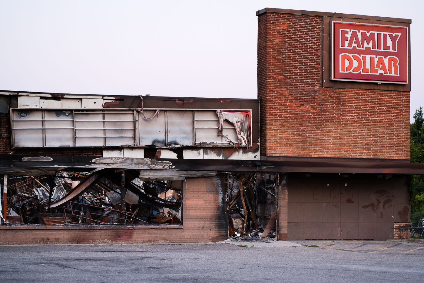 Fire damaged Family Dollar store on Lake Street