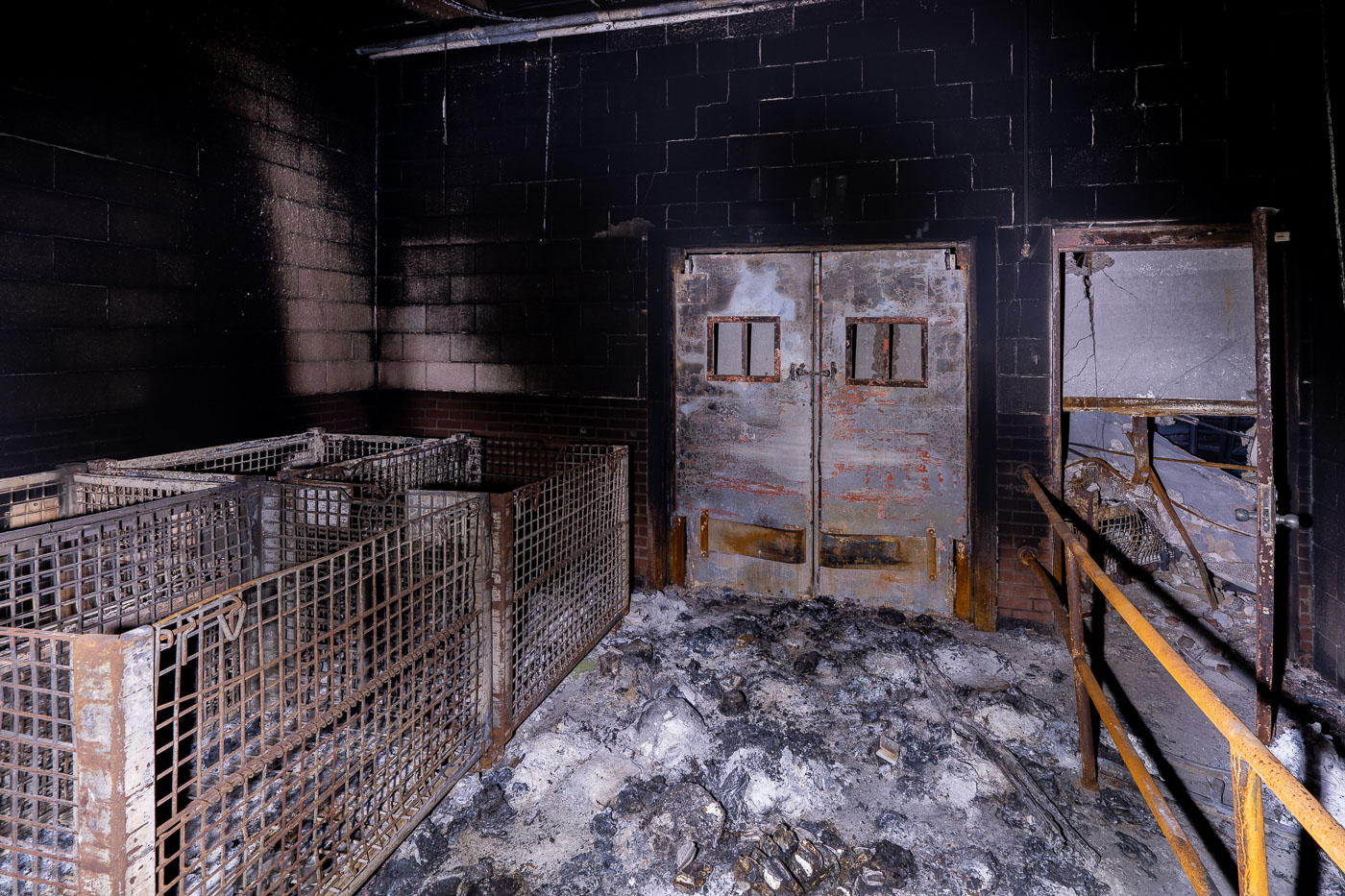 Inside the burned out Minnehaha Station post office
