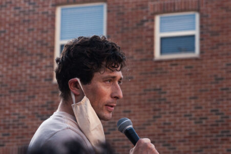 Minneapolis Mayor Jacob Frey speaks on July 10th, 2020 at a Oromo march in Northeast Minneapolis.