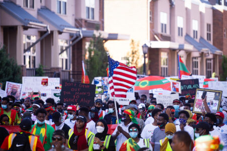 An Oromo protest in Northeast Minneapolis over the unrest in Ethiopia.
