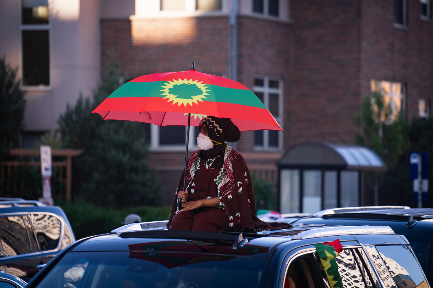 Woman at Oromo march in Minneapolis
