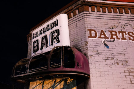 Hexagon Bar in South Minneapolis after it was damaged during the riots following George Floyd murder.