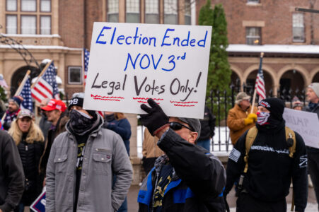 Stop the Steal rally at the Minnesota Governor's Mansion in St. Paul, Minnesota on November 14, 2020.