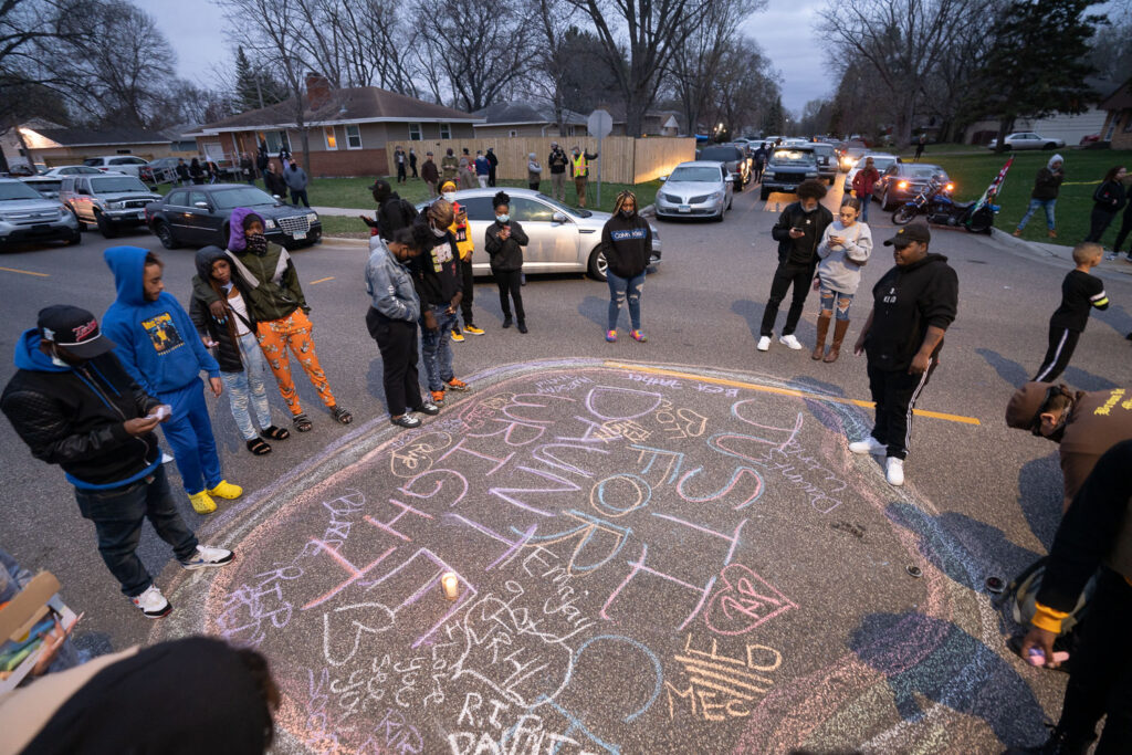 People gather to remember Daunte Wright shortly after his death.