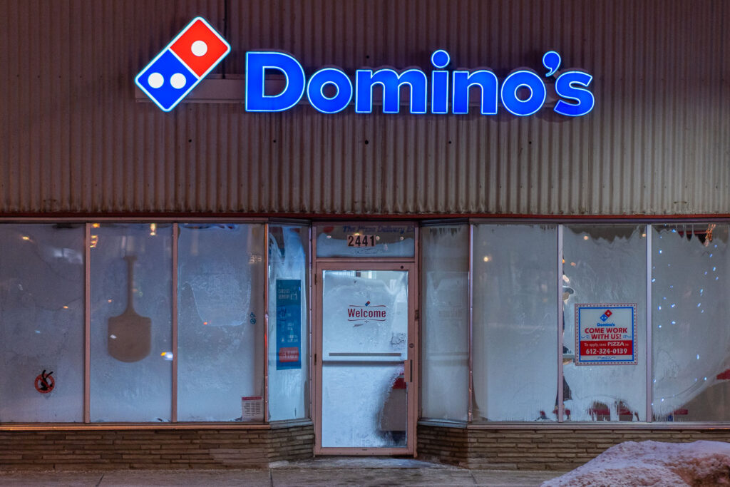 Domino's pizza in Minneapolis on an evening where temperatures would hit -16F