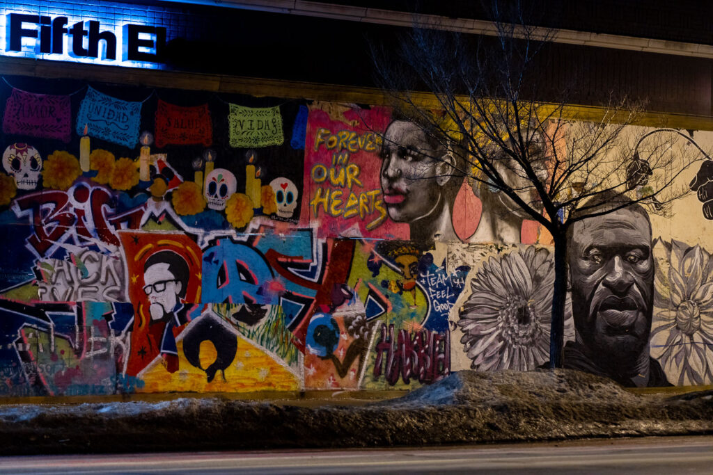 A George Floyd mural on Hennepin Avenue in Uptown Minneapolis.