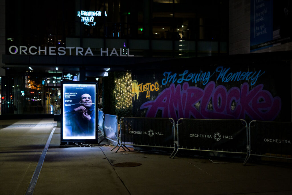 Amir Locke mural outside of Orchestra Hall in downtown Minneapolis.