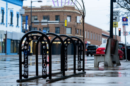 Bike racks in Uptown Minneapolis.
