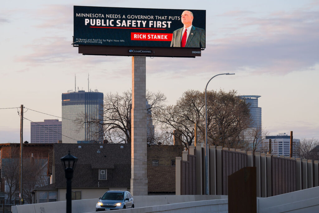 A billboard for former Hennepin County Sheriff Rich Stanek who is running for Governor.