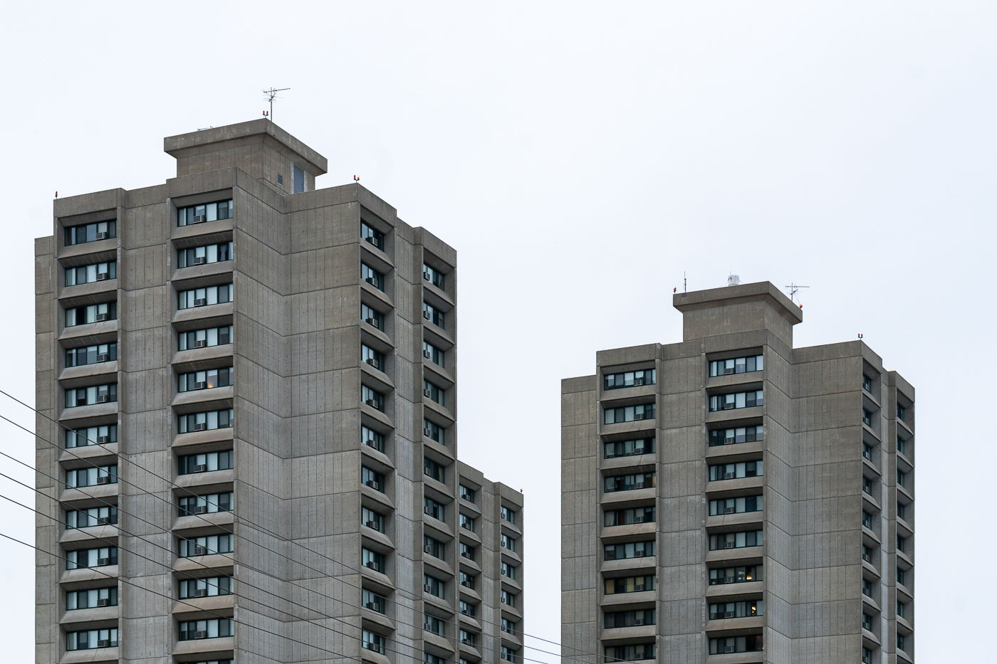 Two brutalist towers in Minneapolis