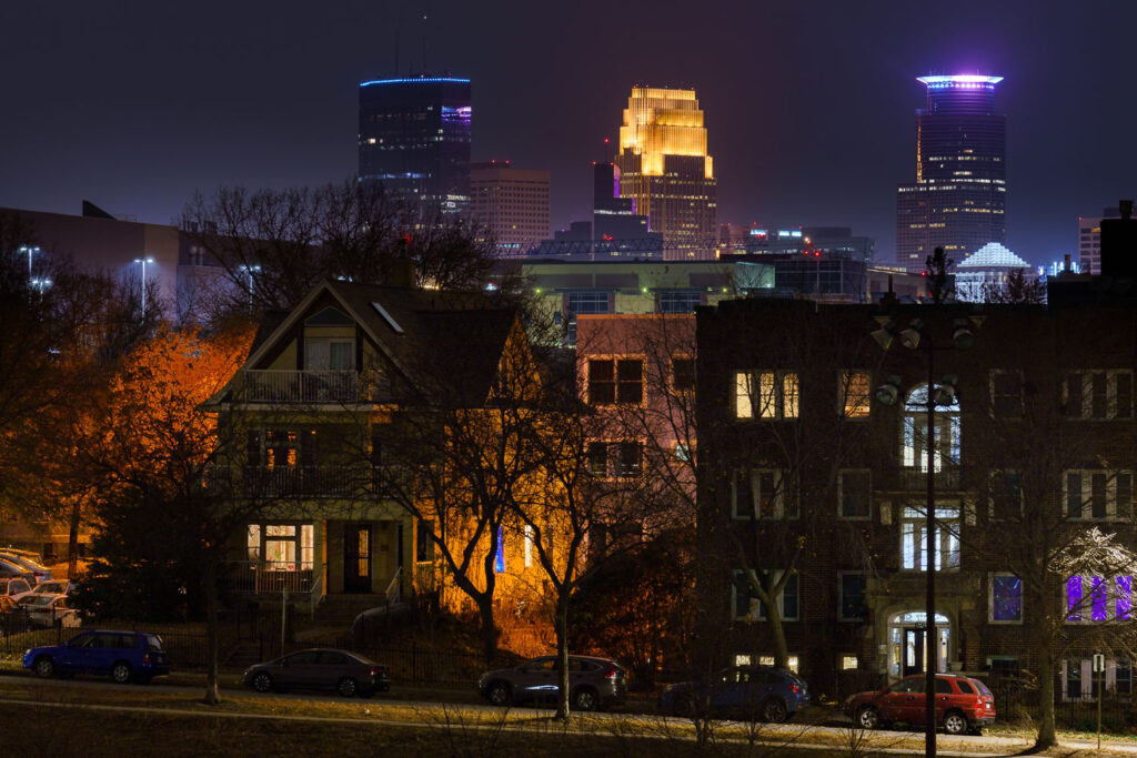 Minneapolis skyline as seen from Powderhorn Park.