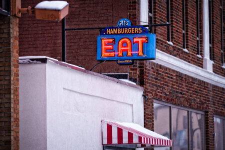 Classic hamburger spot on Washington Street in downtown Green Bay, WI. The burger joint opened in the 1930s.