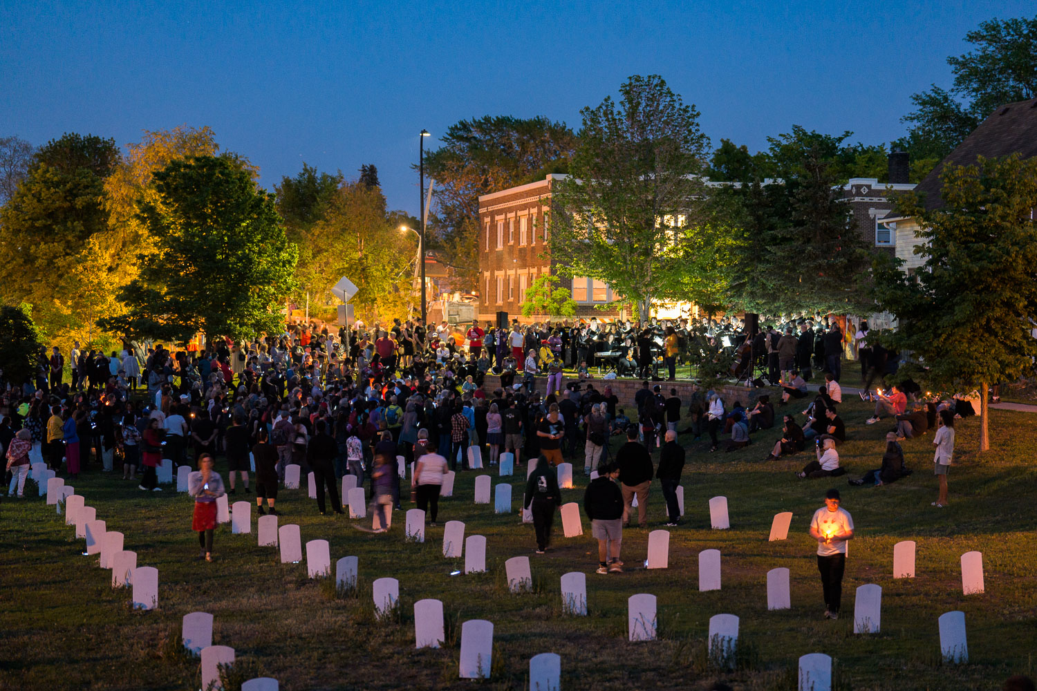 Members of the Minnesota Orchestra performing parts of "Brea(d)th" at George Floyd Square/Say Their Names Cemetery on Thursday night, the 3 year anniversary of George Floyd's murder.