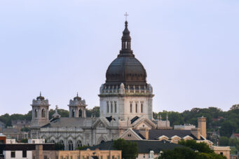 The Basilica at the edge of Downtown Minneapolis in August 2023.