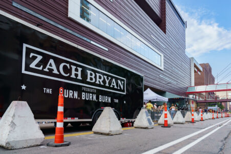 Zach Bryan trailer outside his show at the Target Center in Minneapolis on August 9, 2023.