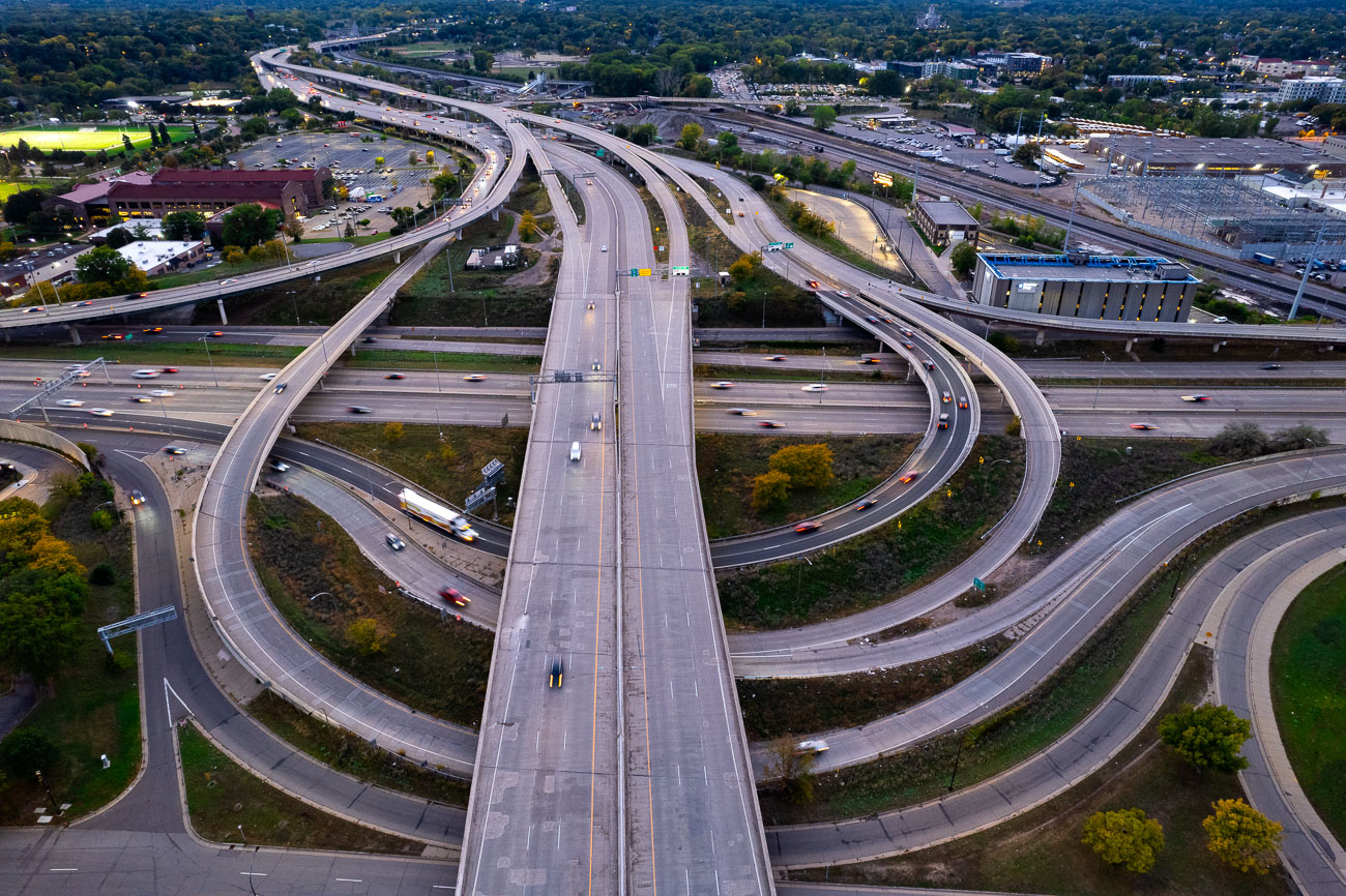 Aerial photo of Interstate 394 and 94