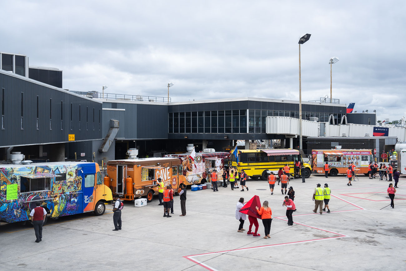 Food trucks at Minneapolis-St.Paul International Airport for what appears to be a Delta Employee Appreciation event in September 2023.
