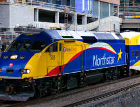 A Northstar Train in downtown Minneapolis.