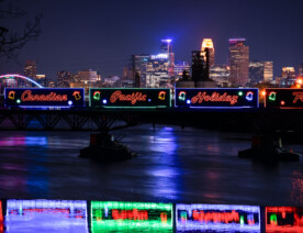 Canadian Pacific Kansas City Holiday Train in Minneapolis on December 11, 2023. The rail company says they’ve raised more than $22.5 million dollars and 5 million pounds of food for local food banks since the tradition began 25 years ago.