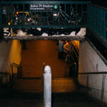 Stairs down to Astor Place subway station in New York City in May 2005