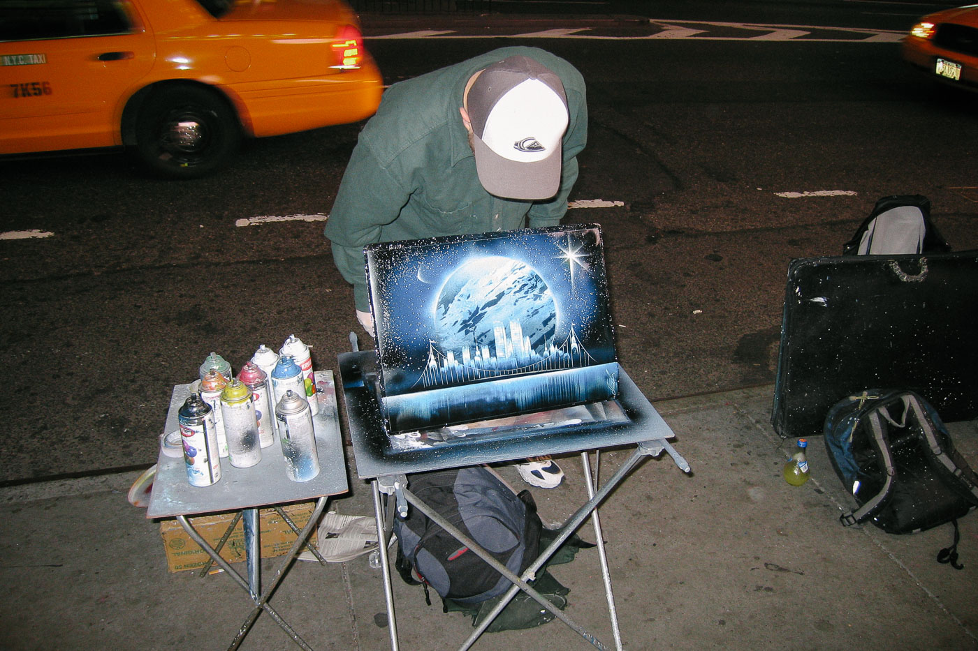 Street artist drawing in times square