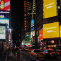 Taxis in New York City Times Square in May 2005