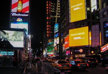Taxis in New York City Times Square in May 2005