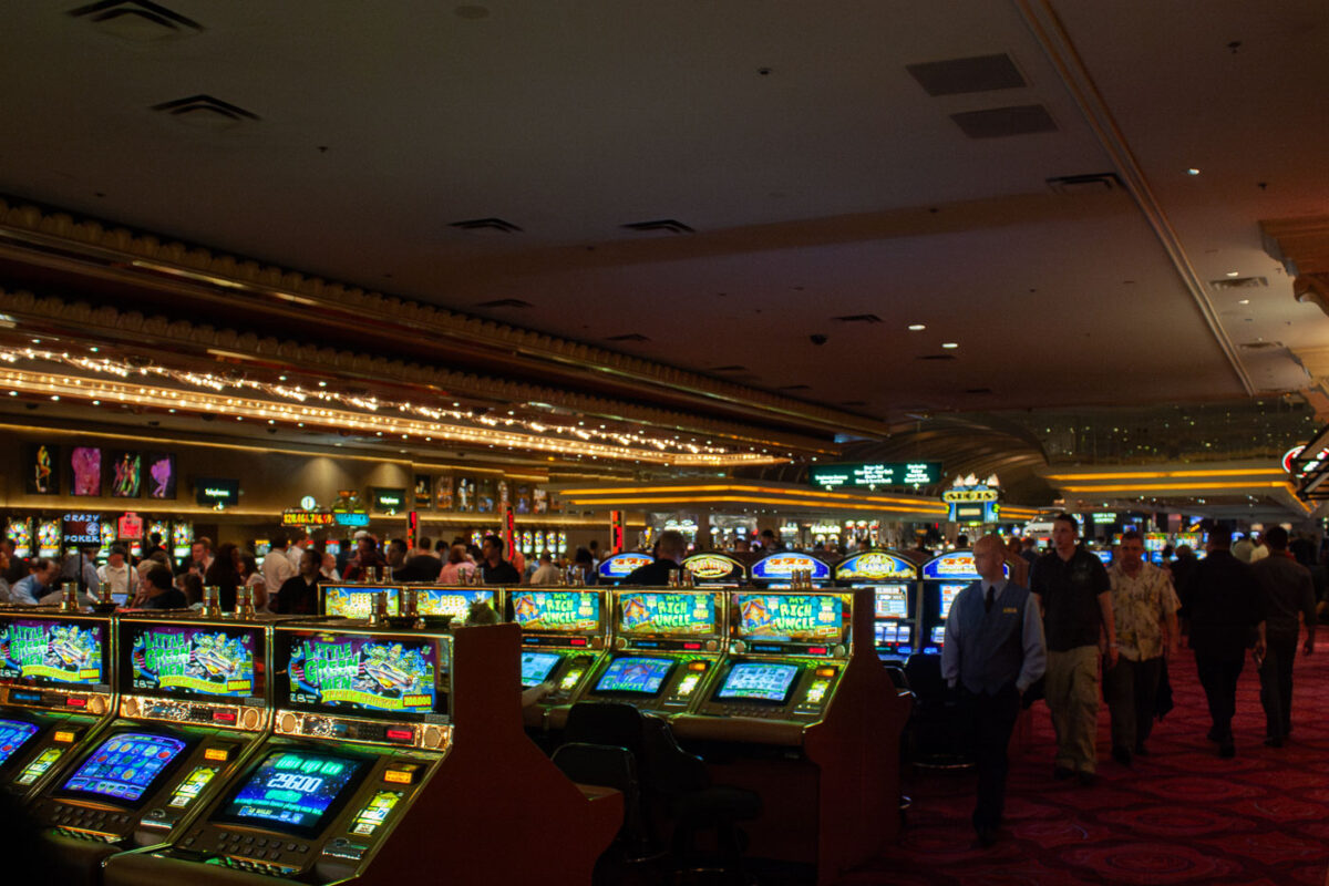 The casino floor inside a Las Vegas hotel.