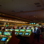 The casino floor inside a Las Vegas hotel.