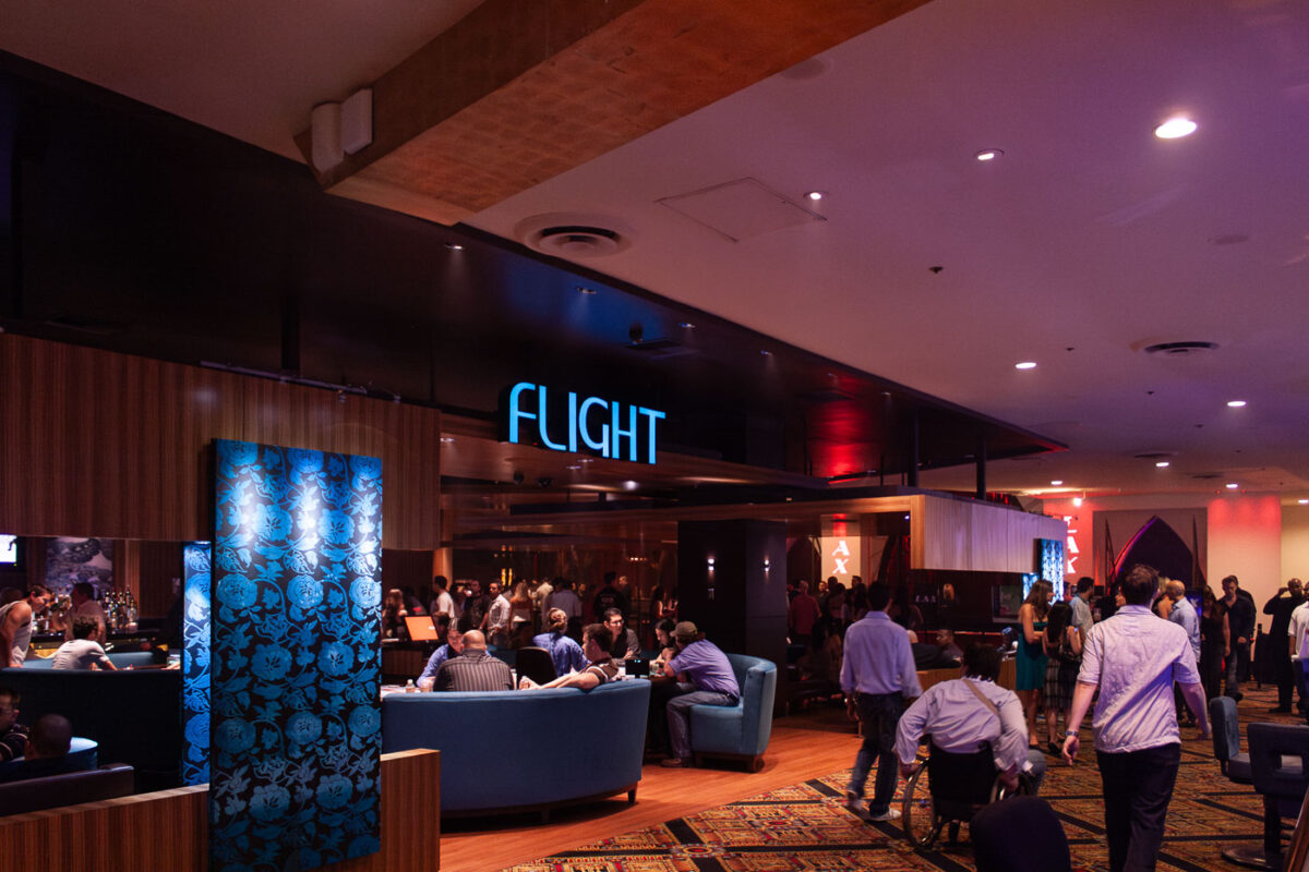 Flight bar inside the Luxor Hotel in Las Vegas, Nevada.
