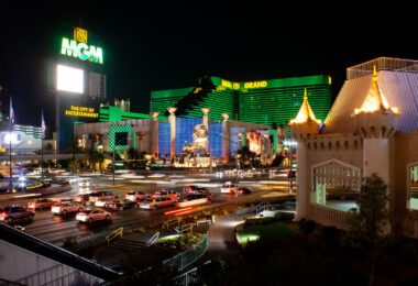The MGM Grand in Las Vegas at night.