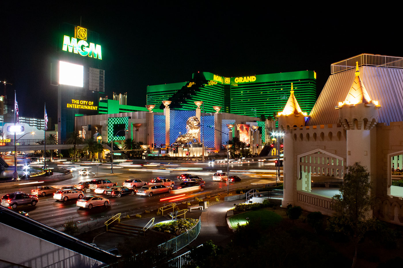 Green MGM Grand at night