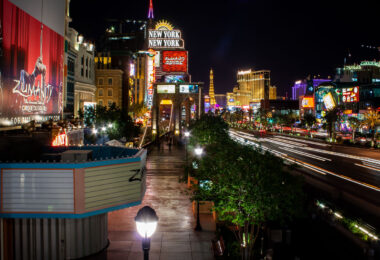 The Las Vegas strip at night.