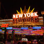 Neon lights at New York New York hotel and casino in Las Vegas.