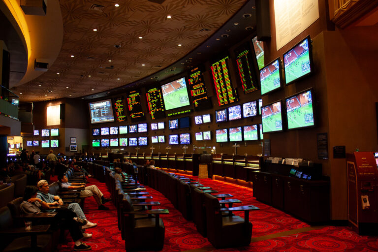Sports Betting at MGM Grand, Las Vegas 1 The MGM Grand Race & Sports Book in Las Vegas, Nevada, is a prominent venue for sports betting. Opened in 1993, it was one of the largest sportsbooks in the world at the time of its construction. The facility features numerous large screens displaying live sporting events and betting odds, catering to a constant stream of patrons. These betting areas are designed to accommodate large crowds, with tiered seating and individual betting stations, reflecting the significant role sports wagering plays in the Las Vegas entertainment landscape.