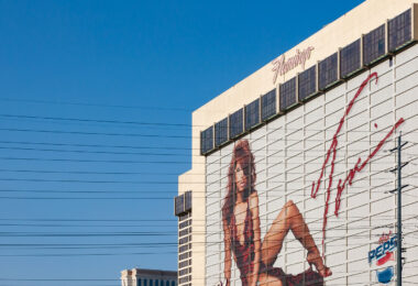 Toni Braxton ad on the side of the Flamingo Hotel and Casino in Las Vegas, NV